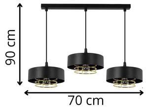 Lampa nad stół z 3 kloszami S664-Korva - czarny+złoty