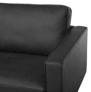 Skórzana sofa 3-osobowa czarna nowoczesna retro metalowe nogi Savalen Beliani