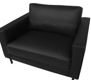 Skórzany fotel czarny nowoczesny z podłokietnikami retro metalowe nogi Savalen Beliani