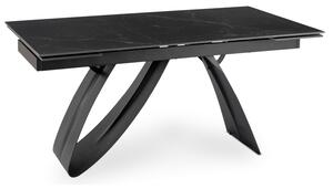 Stół Rozkładany Prostokątny DEVON 160-220 cm Ceramiczny Czarny Marmur/Czarny Nowoczesny