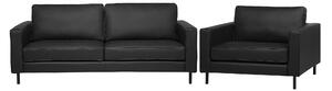 Skórzany komplet wypoczynkowy 4-osobowy sofa i fotel czarny nowoczesny Savalen Beliani