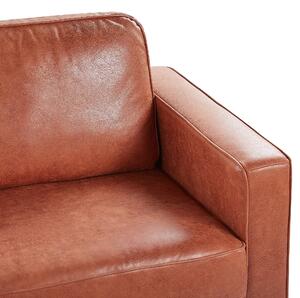 Sofa 3-osobowa brązowa ekoskóra nowoczesna retro metalowe nogi Savalen Beliani