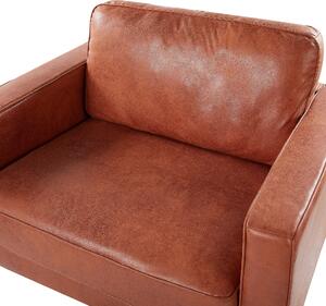 Fotel brązowy ekoskóra nowoczesny z podłokietnikami retro metalowe nogi Savalen Beliani