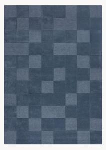 Ręcznie tuftowany dywan z wełny z wypukłą strukturą Checkerboard