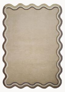 Ręcznie tuftowany dywan z wełny z krótkim włosiem Leo Scallop Border