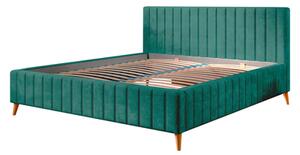 Łóżko tapicerowane zielone MAGGIE 160x200 cm
