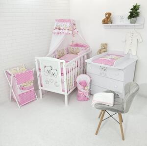 Łóżeczko z pościelą i komoda z przewijakiem - Sweet Pink - Meble do pokoju dziecięcego