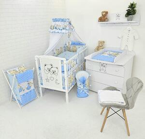 Łóżeczko z pościelą i komoda z przewijakiem - Sweet Blue- Meble do pokoju dziecięcego
