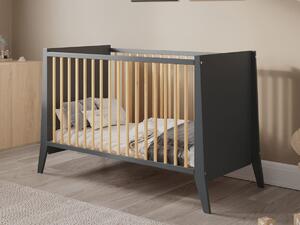Łóżeczko Cosmo 60x120 cm Antracyt z Naturalnym Drewnem – Stylowe i Solidne
