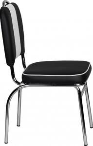 FineBuy Krzeso do jadalni American Diner, czarne, styl retro z lat 50., z oparciem, wysoko siedziska 47 cm