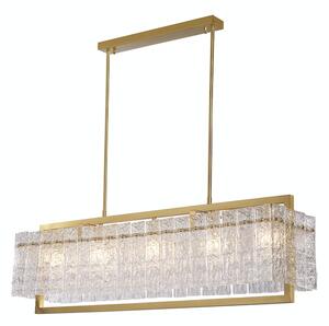 Monaco - lampa wisząca 95 cm prostokątny glamour kryształowy złoty
