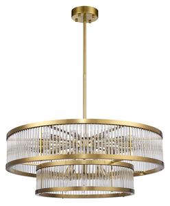 Valentra Double - lampa wisząca 80 cm okrągły kryształowy glamour złoty