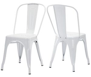 Krzesła bistro Duhome metalowe krzesło zestaw 2 żelazne krzesło do jadalni z oparciem, sztaplowane krzesła kuchenne industrialny design, białe