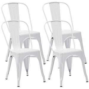 Krzesła bistro Duhome metalowe krzesło zestaw 4 żelazne krzesło do jadalni z oparciem, sztaplowane krzesła kuchenne industrialny design, białe