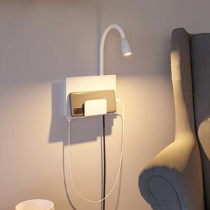 Lampa Ścienna Paulmann, Halina USB, biały, sypialnia, metal, nowoczesny