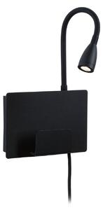 Lampa Ścienna Paulmann, Halina USB, czarny, sypialnia, metal, nowoczesny