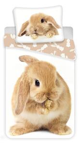 Biało-brązowa bawełniana pościel dziecięca jednoosobowa 140x200 cm Bunny – Jerry Fabrics