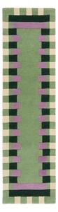 Zielono-fioletowy wełniany chodnik tkany ręcznie 60x230 cm Kai Wool Border – Flair Rugs