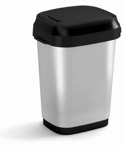 Plastikowy kosz na śmieci z pedałem w kolorze srebra 10 l Dual Swing Bin Style S – KIS
