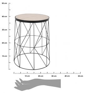 Czarny druciany stolik kawowy 37 cm
