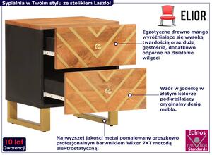 Drewniana szafka nocna ze wzorem w jodełkę - Laszlo 3X