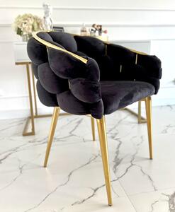 Ekskluzywne krzesło tapicerowane glamour BALLOON - 2 szt. - czarne