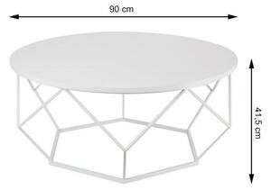 Stolik kawowy Diamond 90 cm biały GLAMOUR