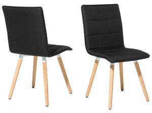 Zestaw 2 krzeseł do jadalni czarny nowoczesny tapicerowany drewniane nogi Brooklyn Beliani