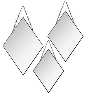 Komplet 3 czarnych luster Diamond