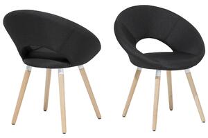 Komplet 2 krzeseł tapicerowanych do jadalni salonu styl retro czarny Roslyn Beliani