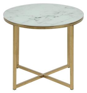 Stolik kawowy Alisma white/golden 50x42
