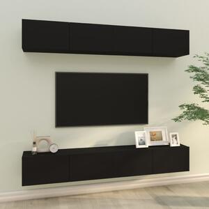 Szafki ścienne pod TV, 4 szt., czarne, 100x30x30 cm