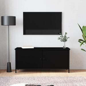 Szafka pod TV, czarna, 102x35x45 cm, materiał drewnopochodny