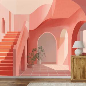 Tapeta abstrakcyjna różowa architektura