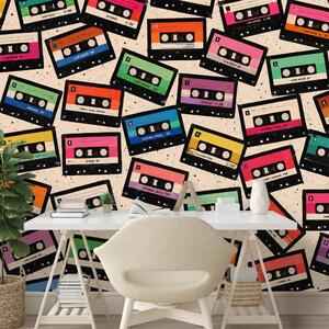 Tapeta kolorowe kasety retro