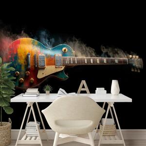 Fototapeta kolorowa gitara elektryczna w dymie