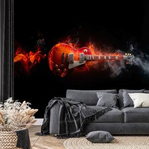 Fototapeta płonąca gitara elektryczna w dymie