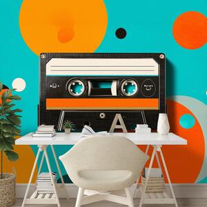 Fototapeta retro kaseta na kolorowych kręgach