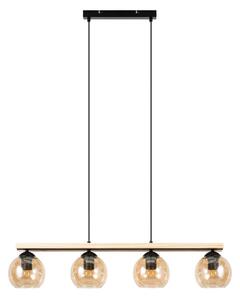 Lampa Wisząca Lindby, Enrique, ściemnialny, drewniany, salon, szkło, nowoczesny