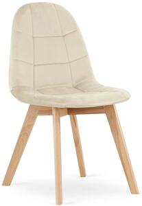 Beżowy zestaw 4 krzeseł tapicerowanych welurem - Kiraz