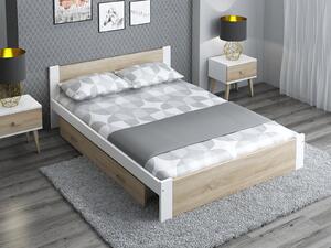 Łóżko DMD3 120x200 Białe + dąb sonoma z materacem i szufladą