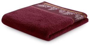 Ręcznik bawełniany z roślinną bordiurą Bordowy PARNA-30x50