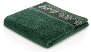 Ręcznik bawełniany z roślinną bordiurą Butelkowa zieleń PARNA-30x50