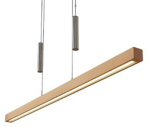 Lampa Wisząca Lucande, Pia, ściemnialny, drewniany, salon, drewno, nowoczesny