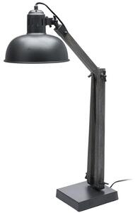 Lampa stołowa z drewna i szarego metalu