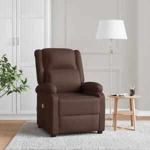 Rozkładany fotel do masażu, brązowy, sztuczna skóra