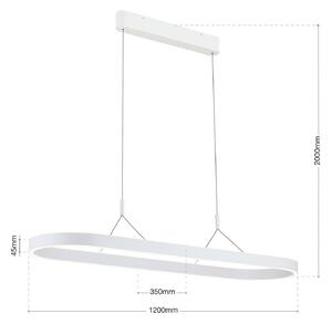 ORION Lampa wisząca Carrara, możliwość ściemniania, biały / opal, salon / jadalnia, aluminium, nowoczesny