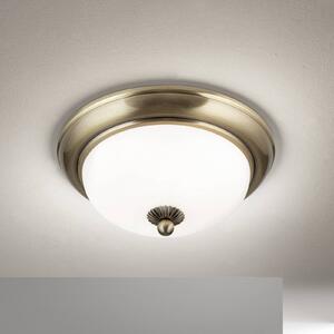 ORION Lampa sufitowa Empire, Ø 26,5 cm, antyczny mosiądz, matowe opalowe szkło