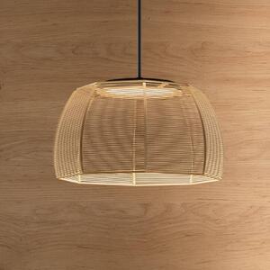 Lampa wisząca Bover LED Tanit, Ø 43 cm, czarny/beżowy, tkanina