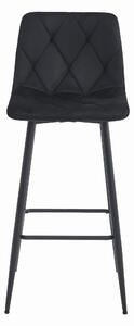 Czarne krzesło barowe NADO VELVET z czarnymi nogami